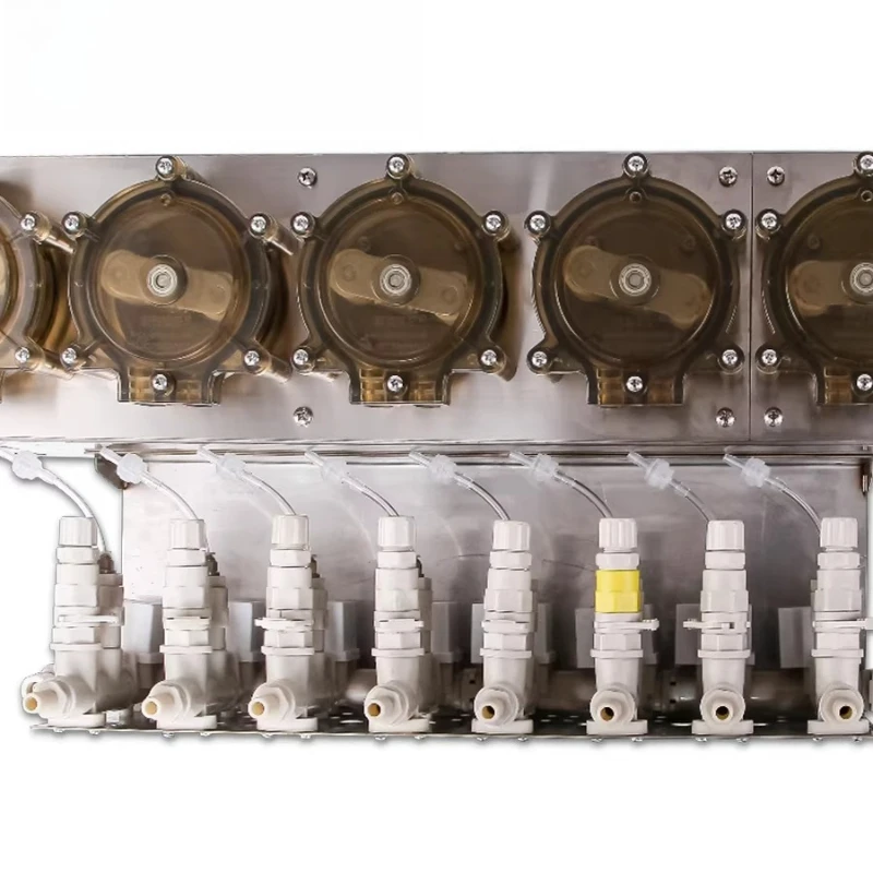 The classic wall-mounted peristaltic pump chemical is suitable for multi-functional laundry room distributors in  washing plants