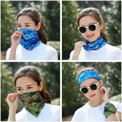 Protection UV Glace Soie visage couverture cou tube extérieur moto écharpe respirant Moto offroad guêtre camo armée bandana