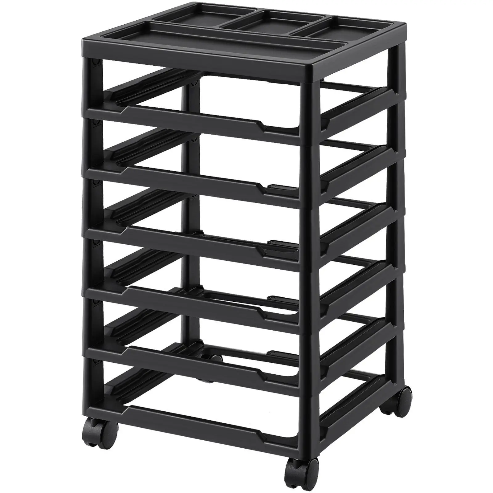 

Scrapbook Rolling Storage Cart 6-Tier Large Capacity with Organizer Top Black