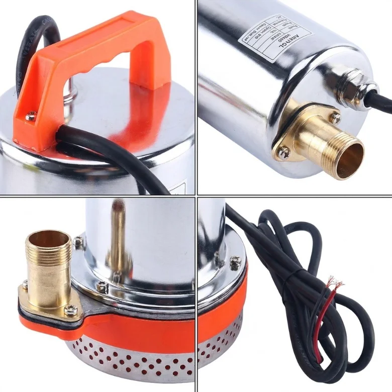 DC 12V Submersible Water Pump for Well Irrigation 26ft Lift 100L Min Flow Stainless Construction Orange DC 12V