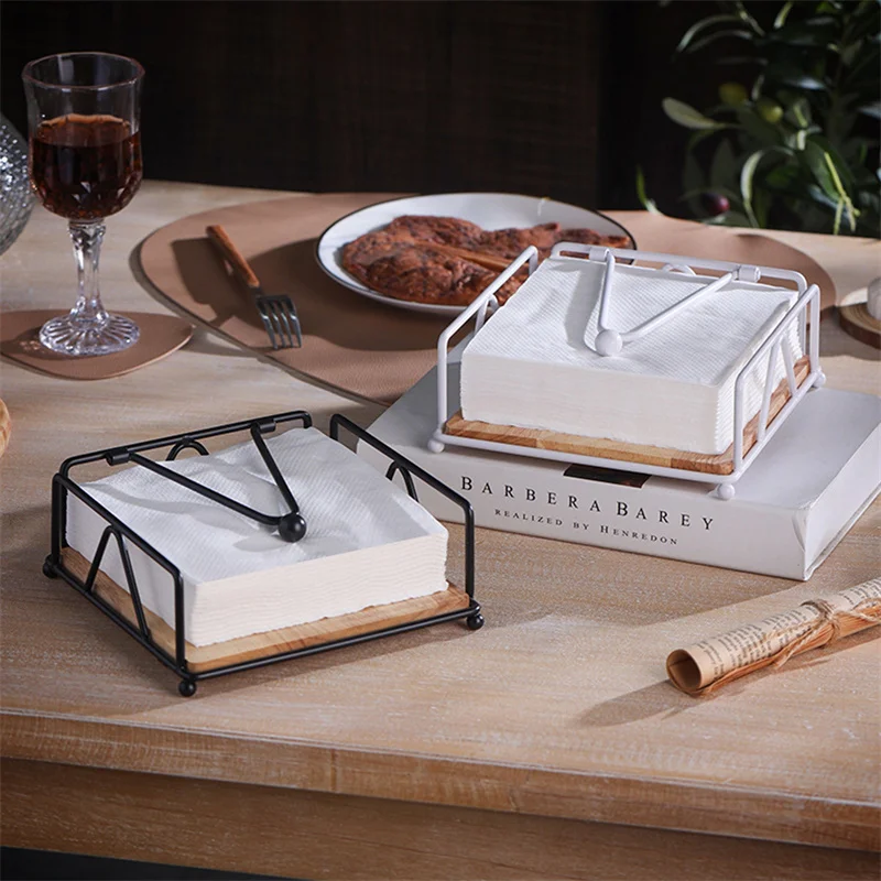 Creative Black Square Paper Towel Holder Hotel Restaurant Napkin Rack Dining Table Paper Tissue Holder Box