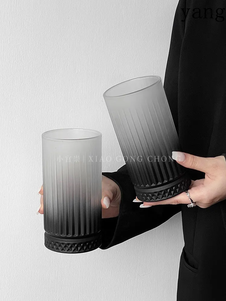 LMM matte gradual change black glass drinking cup high value women's household beverage cup
