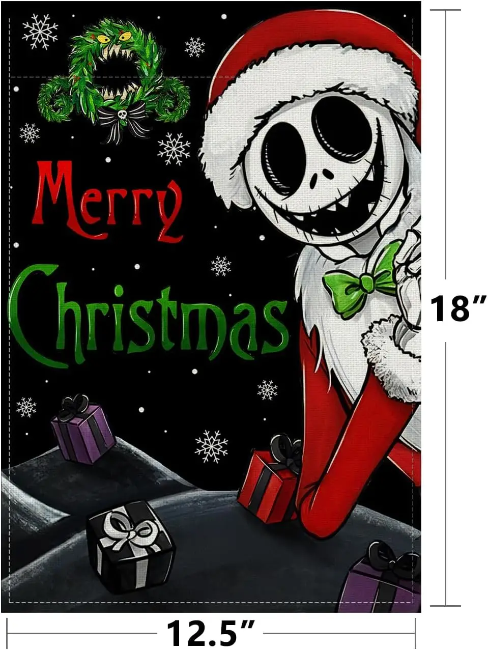 Linen Christmas Garden Flag Halloween Gothic Skull Christmas Nightmare Before Decor Halloween Decorations and Supplies for Home