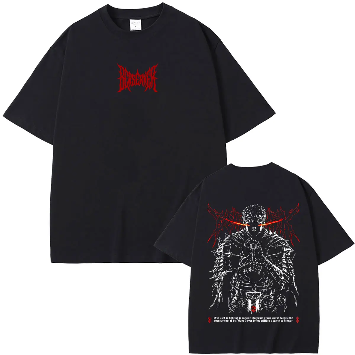 Anime Berserk Guts Merch T Shirts Men Women 90s Cartoon Manga Cosplay Streetwear Unisex Fashion Vintage Oversized T-shirt Tops