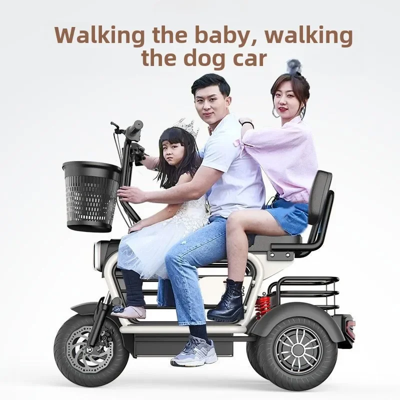 Electric tricycle mini home pick-up and drop-off children, small women's parent-child with baby, elderly transportation