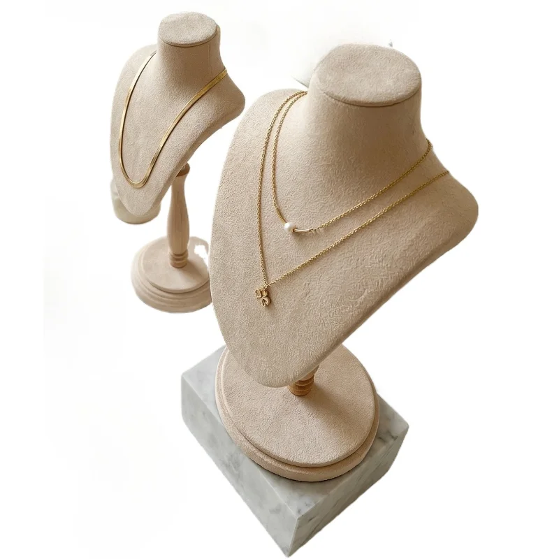Counter Necklace Display Stand Velvet Necklace Display Rack Jeweler Necklaces Storage Holder Neck Model Jewelry Organizer Rack