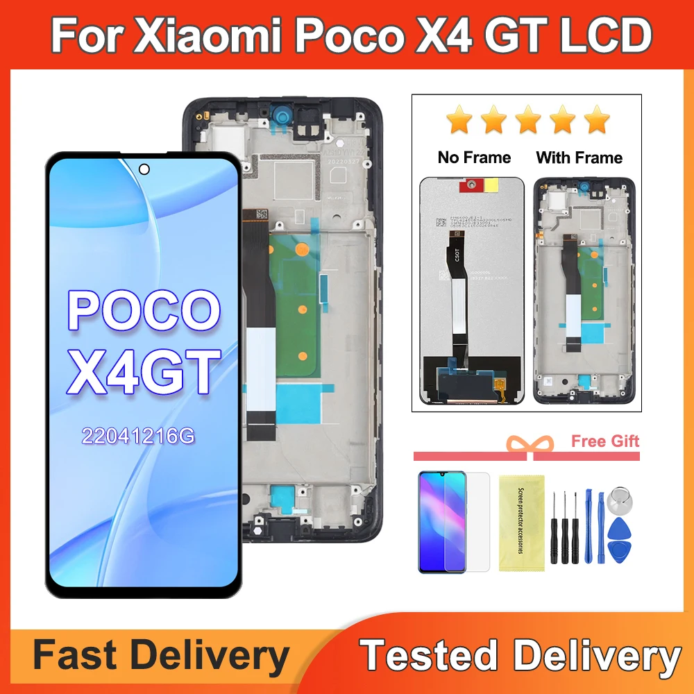 

6.6'' For Xiaomi Poco X4 GT LCD Touch Screen Digitizer Replacement Parts For Pocophone X4 GT 22041216G lcd With Frame