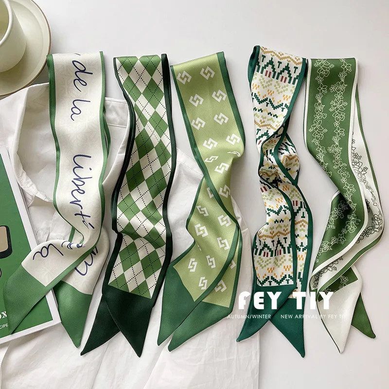 2023 Spring Green Multifunction Long Ribbon Headband Scrunchies Women Girls Tie Hair Head Bands Accessories Hairbands Headdress