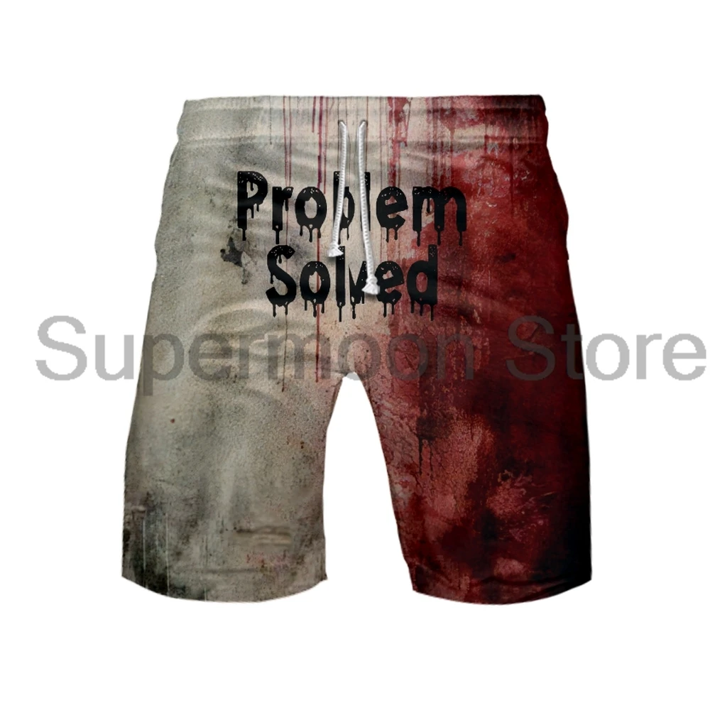 

Halloween Cosplay Bloody Sweatshorts I'm Fine Problem Solved Graphic Women Men Basketball Pants Summer Beach Shorts