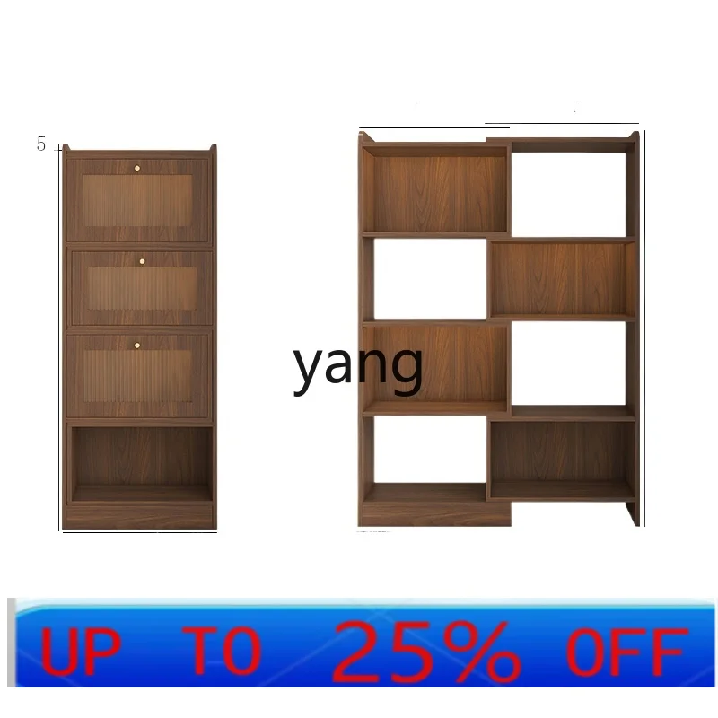 

LH solid wood combination bookcase corner retractable bookshelf retro bookcase living room study home storage display cabinet