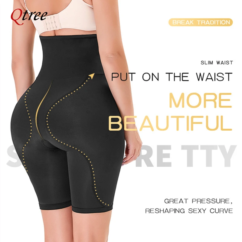 Qtree Women Hip Pads High Waist Panties Shapewear Tummy Shaper Fake Ass Butt Lifter Booty Enhancer Buttock Shorts Thigh Trimmer