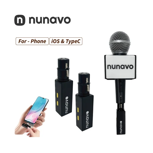 Imagen 1 del producto NUNAVO Micrófono inalámbrico Convertidor XLR Transmisor Receptor Transmisión Teléfono inteligente Android Smartphone teléfono Entrevista transmisión en directo