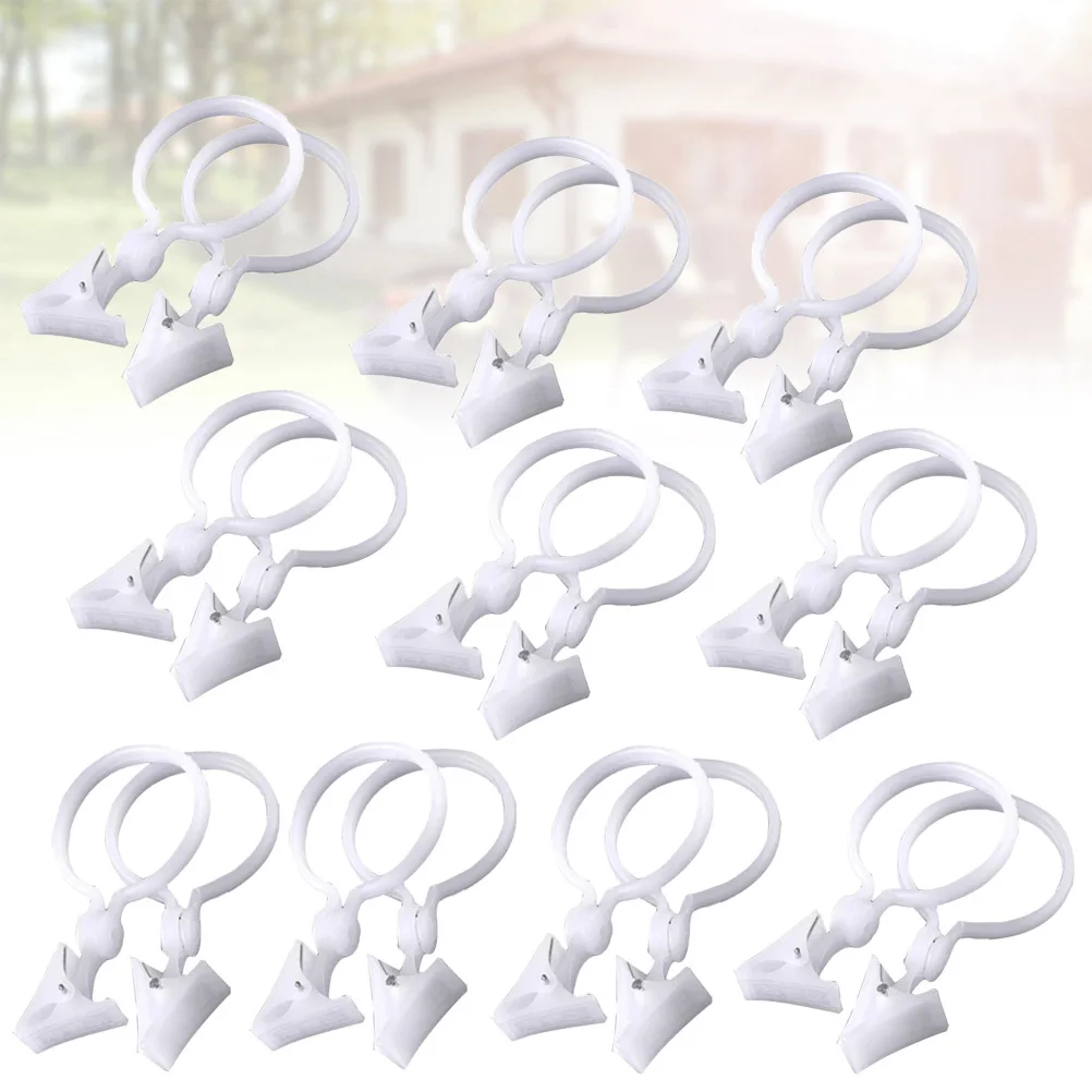 

20Pcs Curtain Clips 12x6cm Plastic Bath Curtain Clasps for Shower Curtains Drapes Hanging Rings Bathroom Bedroom Living Room