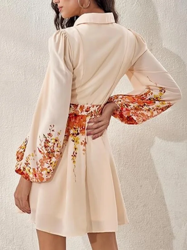 فستان Modigirl النسائي الرومانسي العتيق مُزين بنقشة الزهور 2026 ربيع الخريف قميص طوق السيدات الوردي فساتين صغيرة لتاريخ عيد الحب