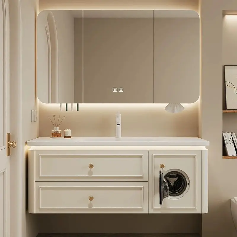 

Bathroom cabinet, wall-mounted ceramic basin, vanity furniture, bathroom cabinet with mirror