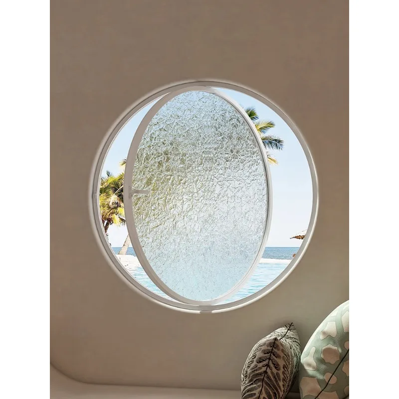 Aluminum alloy round window central axis rotating window moon  attic landscape  peep-proof  round art glass