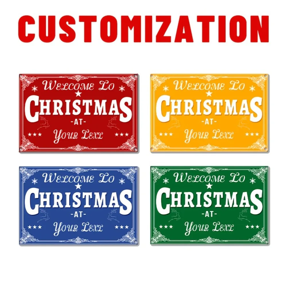 Custom 2D Flat Merry Christmas Aluminum Sign 8x12 Inch, Waterproof UV Print Plaque, Personalized Decor for Home Bar Garage Cafe
