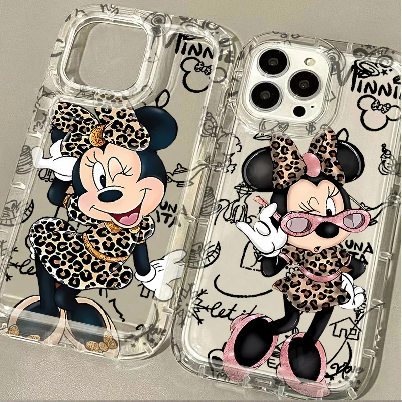 Disney Leopard Minnie Mouse Case dla Xiaomi Redmi Note 13 12 Pro Plus 12S 11 11S 10 10S 9 9S 8 Pro 12C 10C Miękki, wstrząsoodporny pokrowiec