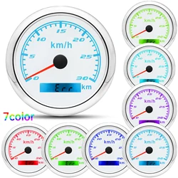 85mm Digital Speedometer Gauge 30kmh/60kmh/120kmh/20kmh With 7-color backlight Car Truck Boat Motor Automobile Motocycle