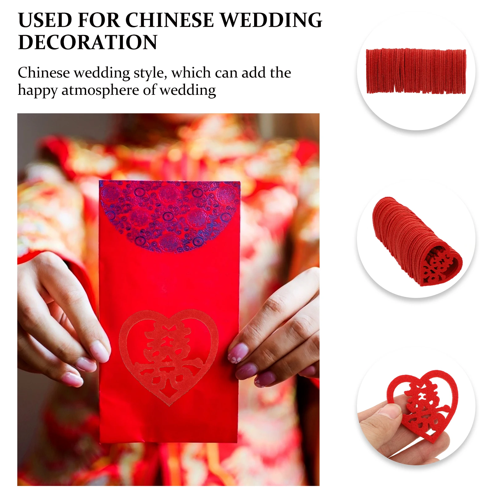 

200 Pcs Wedding Room Decoration Nonwoven Chinese Style Party Favors Hand Throw Table Celebration Stickers Decors