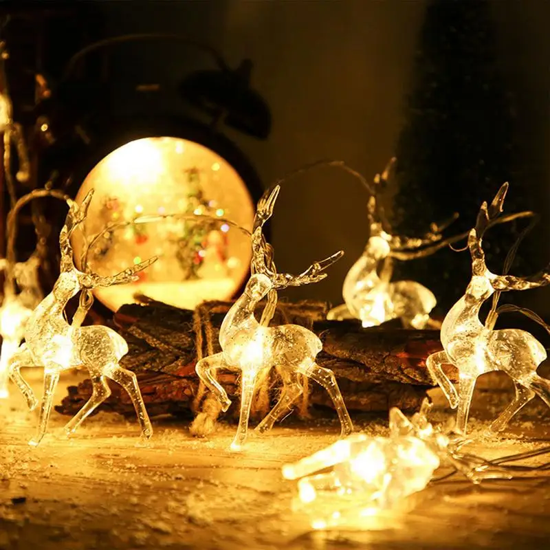 Christmas Lights Deer String Lights Indoor Twinkle Fairy Lights Christmas Tree Lights Indoor Cluster Lights For Christmas