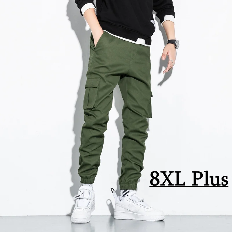 

8XL Plus Size Mens Casual Sports Cargo Pants Multi Pockets Elastic Waist Straight Work Wear Trousers Outdoor Golf Joggers Pants