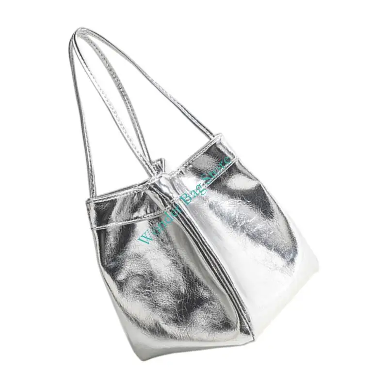 

H3CB Shimmering Bucket Handbag Large Capacity Fashion Top Handle Purse for Women