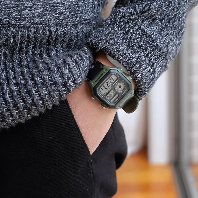 ساعة كاسيو للرجال عصرية مقاومة للماء رياضية للطلاب ساعة كوارتز خارجية متعددة الوظائف وعمر بطارية طويل مقاومة للماء للرجال