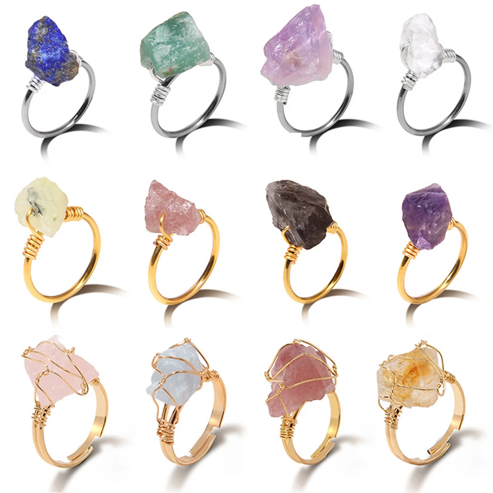 Roh stein Ring unregelmäßige Quarze Aquamarin Citrinen Edelstein Fingerring Party Hochzeits schmuck Geschenk für Frauen Männer Paar