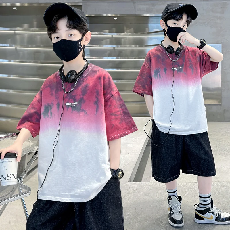 Hot Sale Children Short Sleeve Tshirt for Tweens Boy New Summer Cotton T-shirt Tee Tops Kids Luxury Clothing 5 7 9 11 13 14 Y