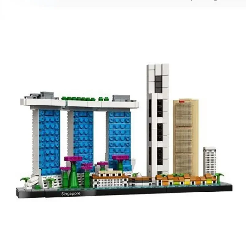 

City Streetscape Architecture Singapore Dubai London Sydney Shanghai Building Blocks Kit Bricks Classic Model For Children Toys