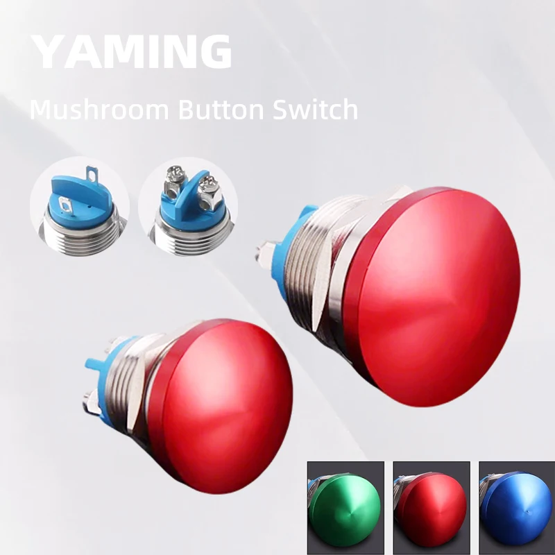 16/19/22Mm DIY Jamur Kepala Merah Hijau Biasanya Buka Ulang Sesaat Peralatan Industri Power Supply Logam push Button Switch