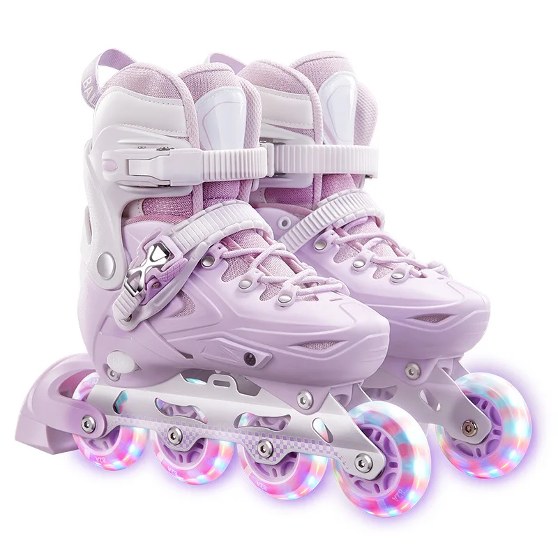 Łyżworolki wrotki kask naklejka bąbelkowa zestaw do jazdy na świeżym powietrzu dla początkujących dorosłych Unisex migające 4 koła trampki z wrotkami