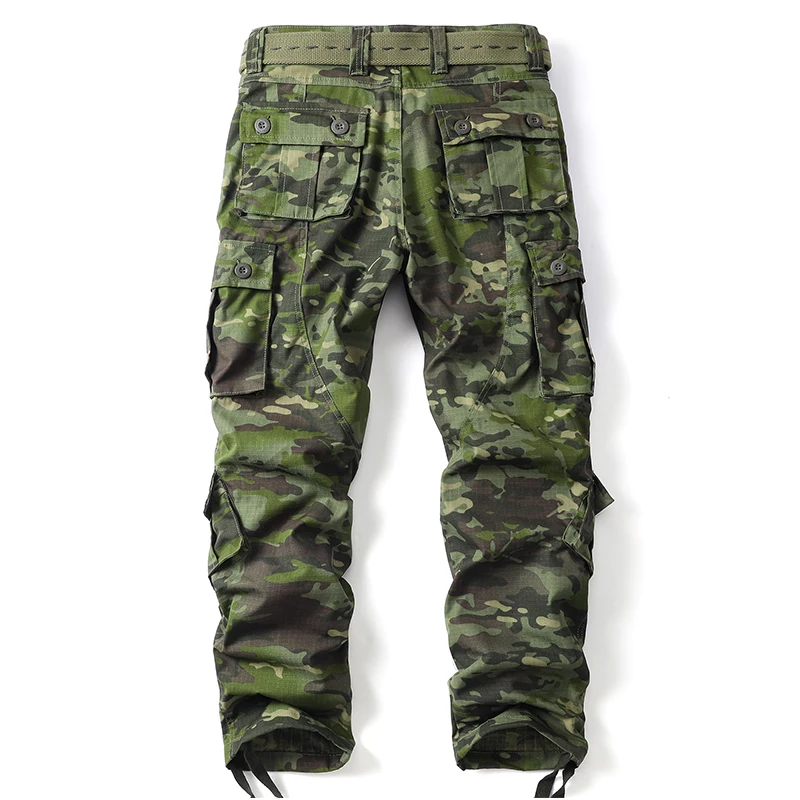 Men Combat Pants With Knee Pads Tactical Cargo Sport Trousers Camouflage Multicam Trekking Hunting Clothes（Not belt）