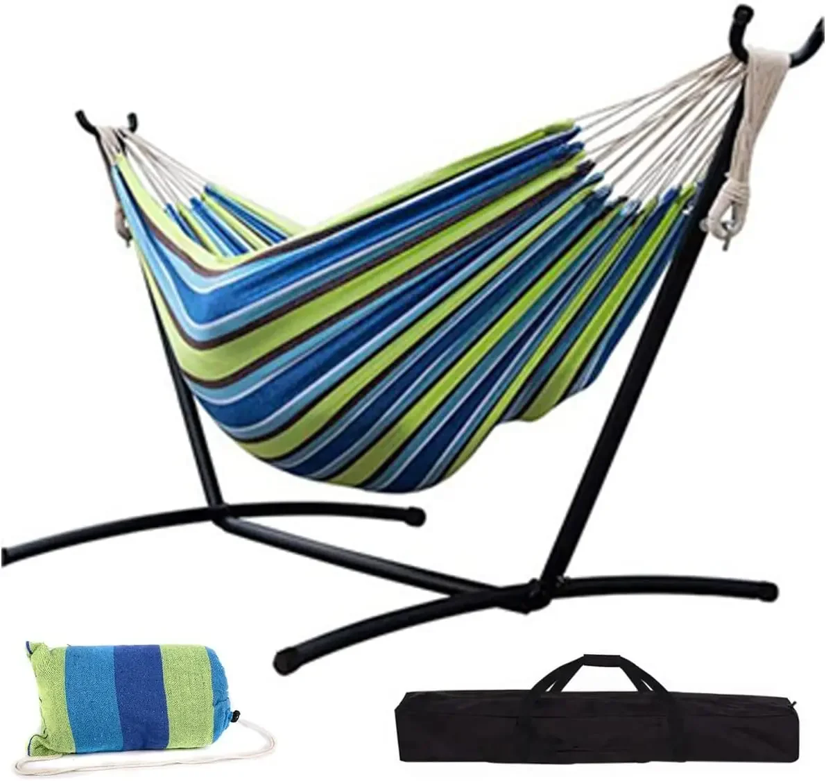 Hammock with Detachable Stand Includes Portable Carrying Bag Loadable for Backyard, Camping, Patio,450 lb Capacity