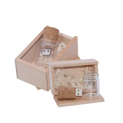 New arrival messenger bottle usb 2.0 memory stick glass drift bottle usb flash drives wooden cork pendrive 16GB 32GB 64GB