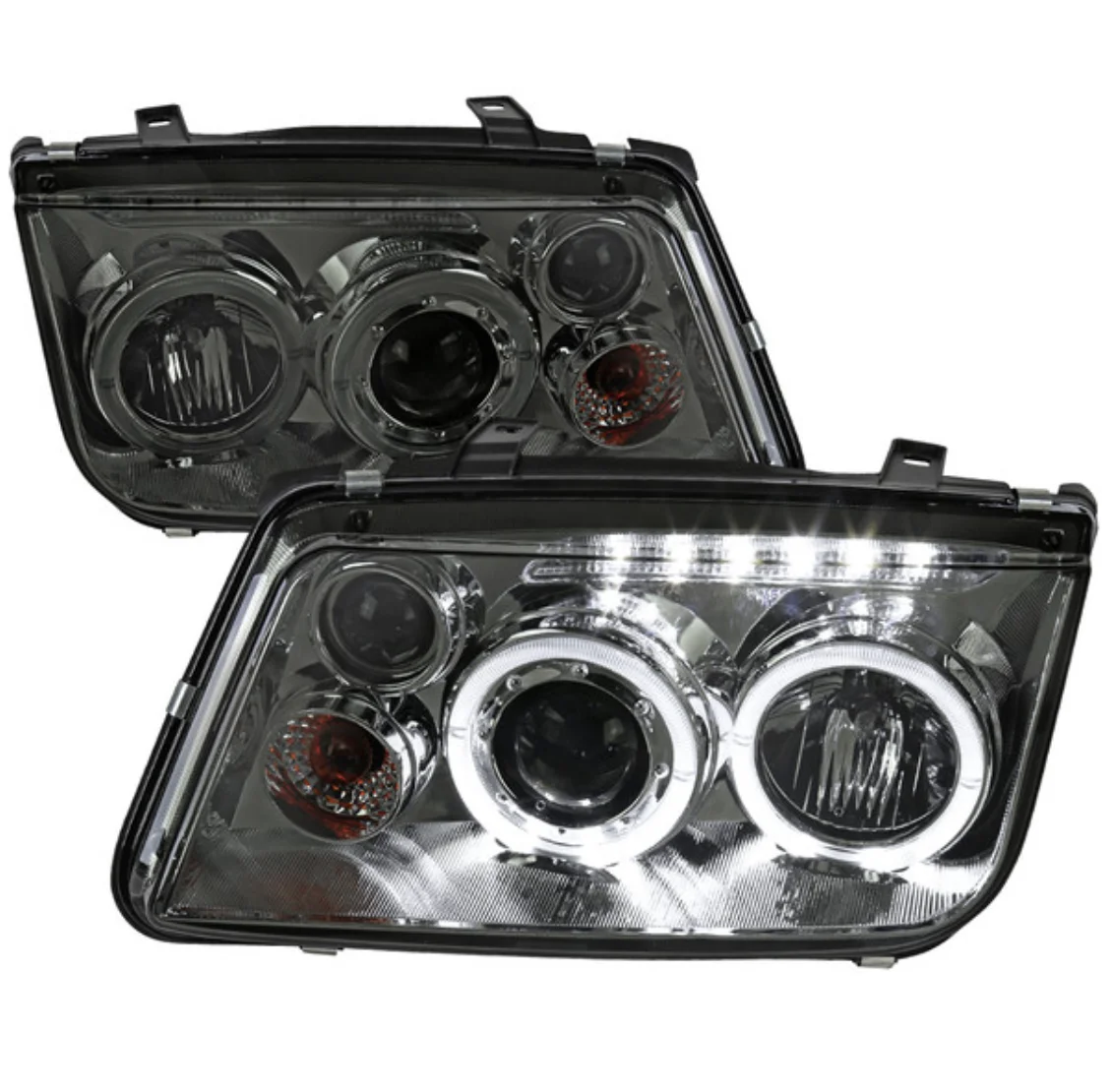 

Hot-selling Front light Dual Halo Projector Headlights w/LED Light Strip FOR 1999-2005 Volkswagen Jetta/Bora Mk4 (Chromed /Clear