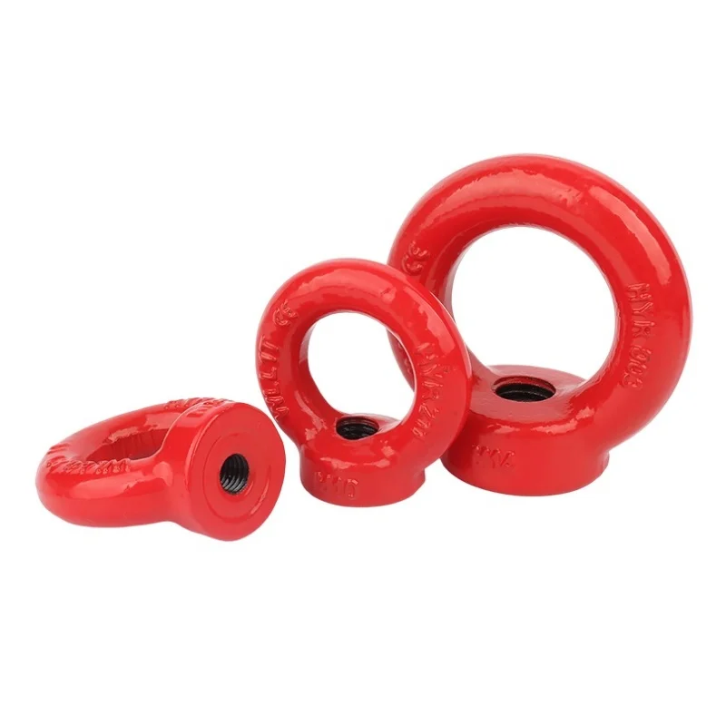 Red G80 Alloy Steel Eye Bolt Ring Hooking Nut M6 M8 M10 M12 M14 M16 M18 M20 M24 M30 Lifting Eye Screws For Cable Rope Eyebolt
