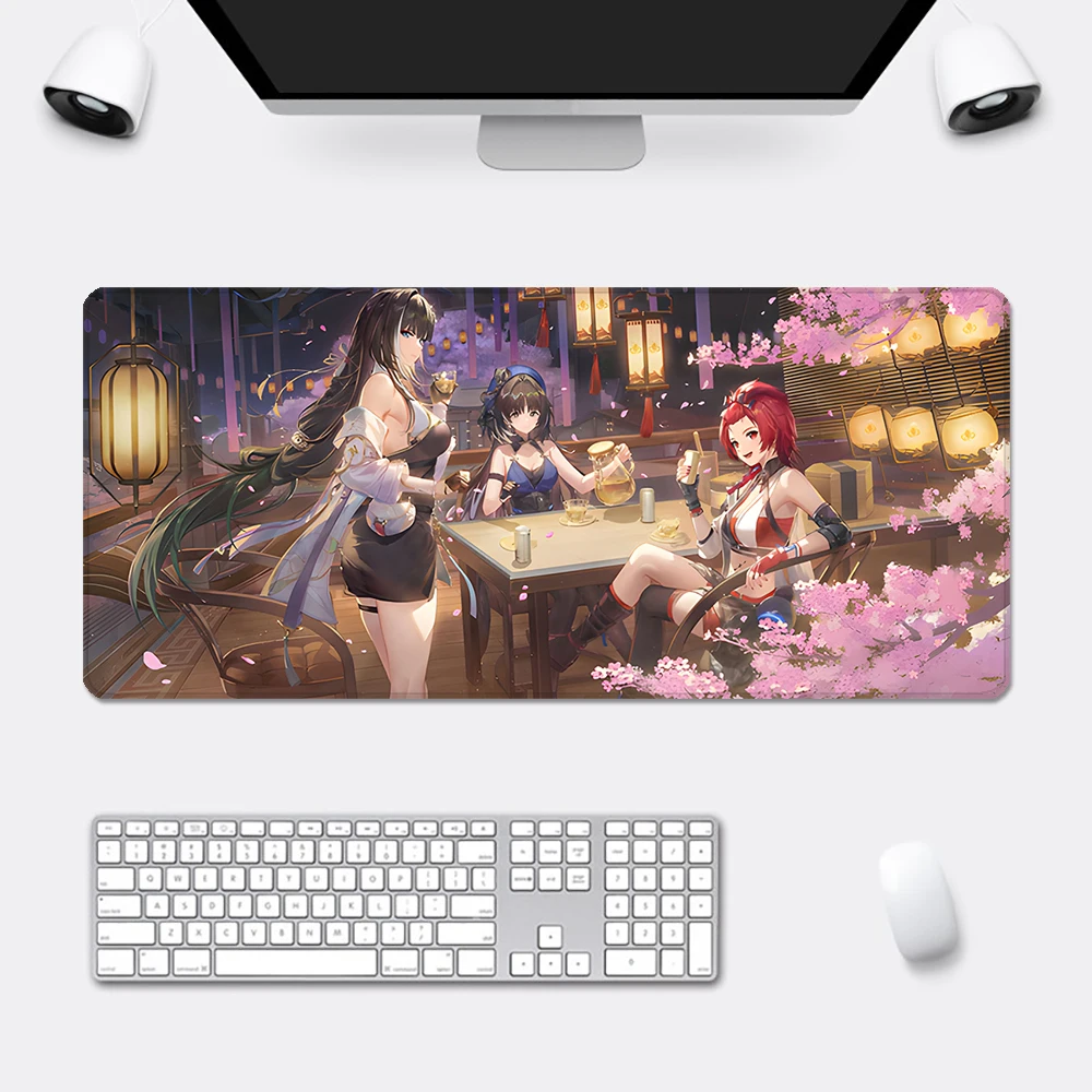 W-Wuthering Waves Mousepad HD Printing Computer Gamers Locking Edge Non-slip Mouse Pad XXL90x40cm Keyboard PC Desk Pad