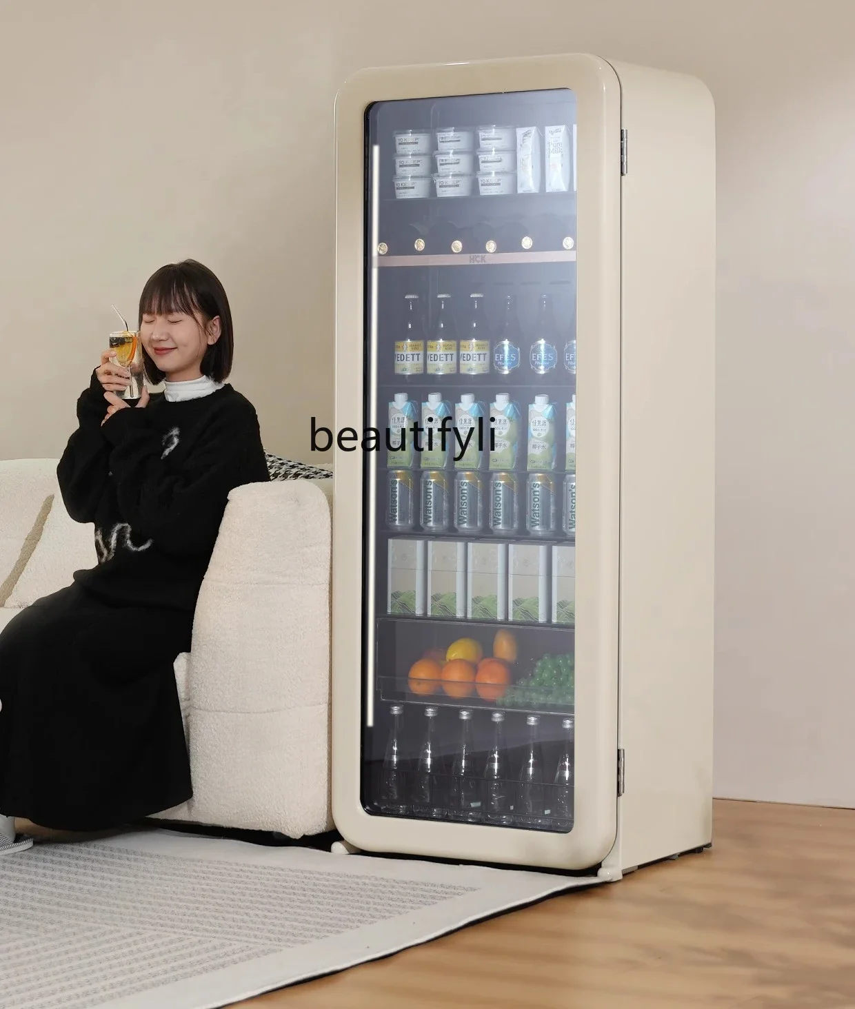 

A61 Ice bar refrigerator ultra-thin embedded in household living room tea beverage refrigerator fresh-keeping cabinet high value