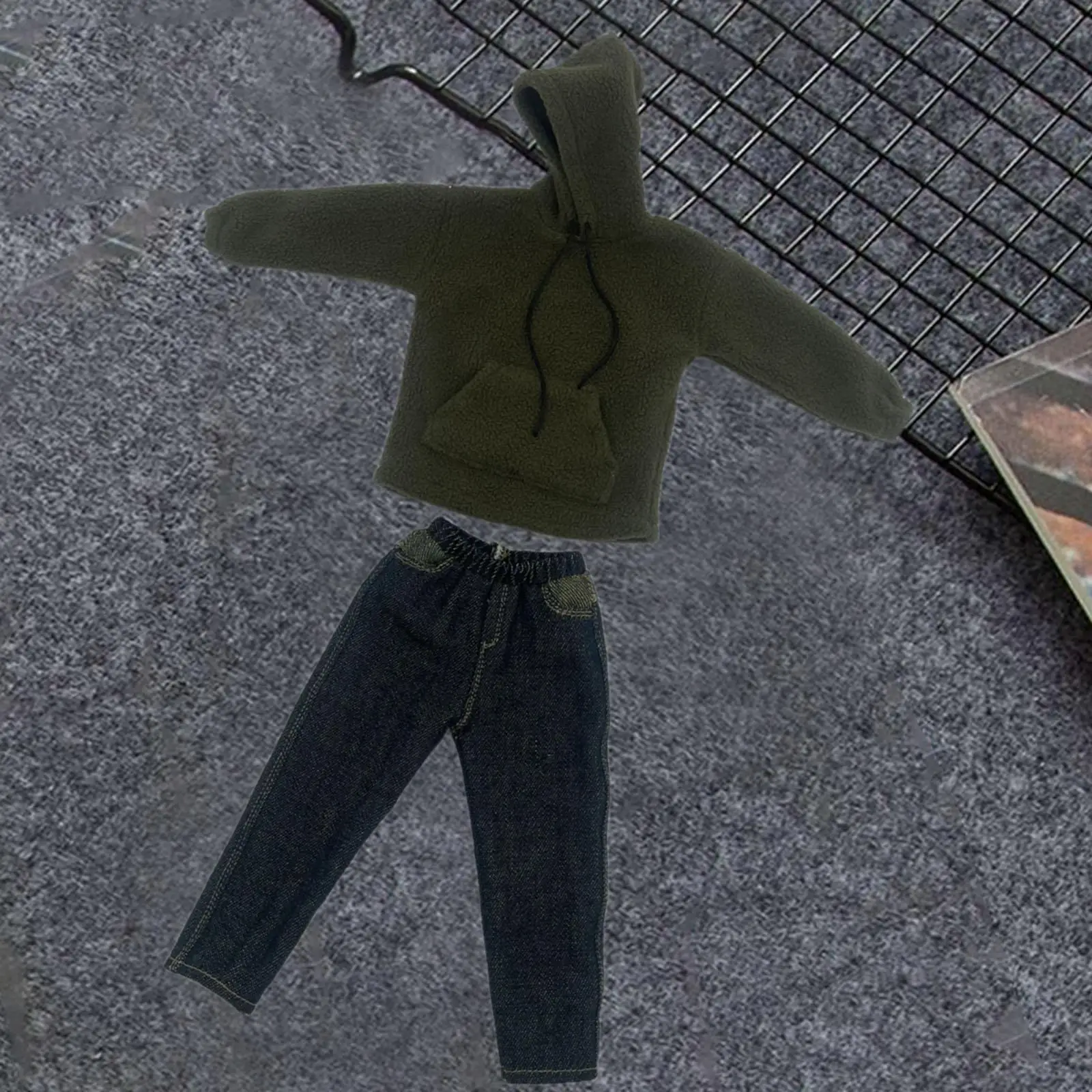 2 Pezzi Felpe con Cappuccio in Scala 1/6 e Jeans Indumento Costume Abbigliamento in Miniatura per Figure Maschili da 12 Pollici Modello di Bambola Vestire Accessori