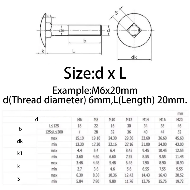 Beicai Carriage Bolt M6 M8 M10 M12 SUS316 Stainless Steel Truss Round Square Neck Carriage Screw Bolt For Shelf Desk Furniture