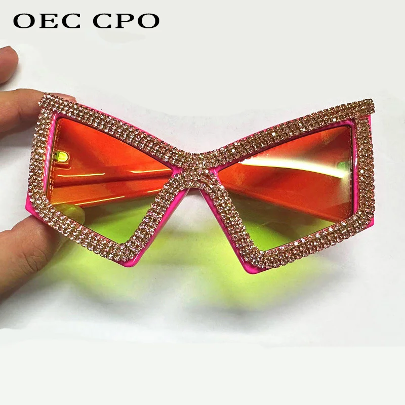 Diamond Square Sunglasses Women Luxury Rhinestone Large Frame Sun Glasses Female Outdoor UV Protection Crystal Ladies Eyewear