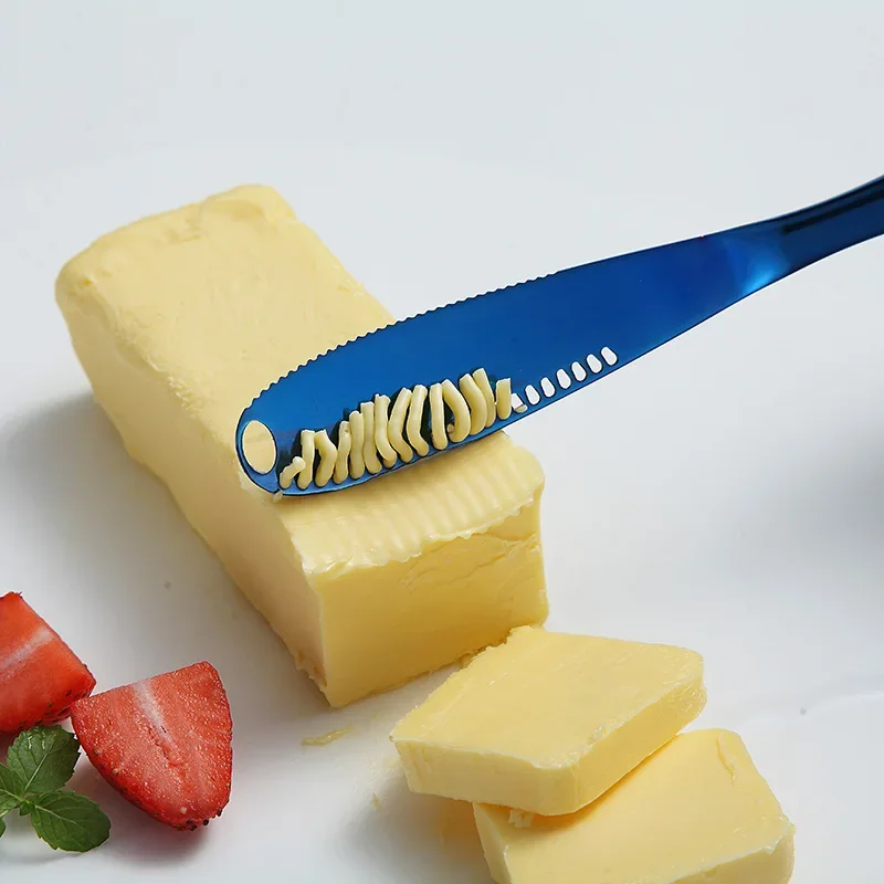 1PC Butter Knife Holes Cheese Dessert Knife Stainless Steel Jam Knife Cutlery Toast Wipe Cream Bread Cheese Cutter Kitchen Tools