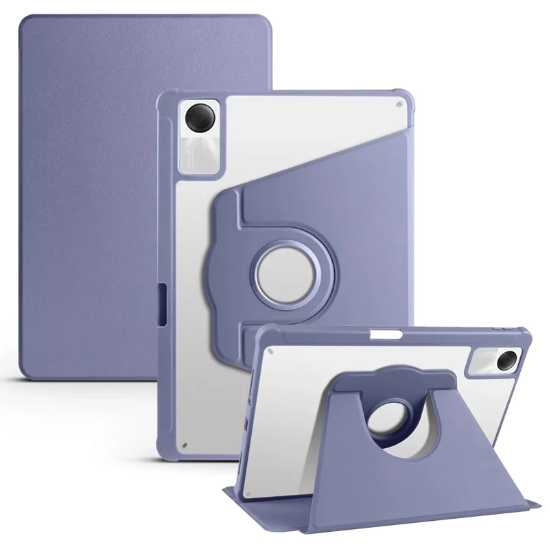 Gefenis For Redmi Pad SE Case 11 Inches 360 Rotating Acrylic Clear Hard Tablet Cover For Funda Redmi Pad Se Cover With Pencil Ho