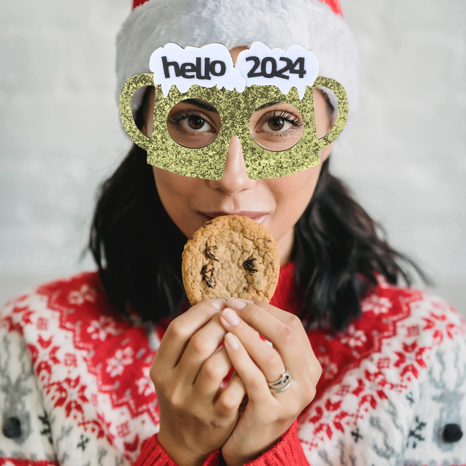 

New Year Party Glasses 2024 Modeling Eye Wear Funny Dancing Eyeglasses Photo Props Golden Frame New Year Supplies Party Use