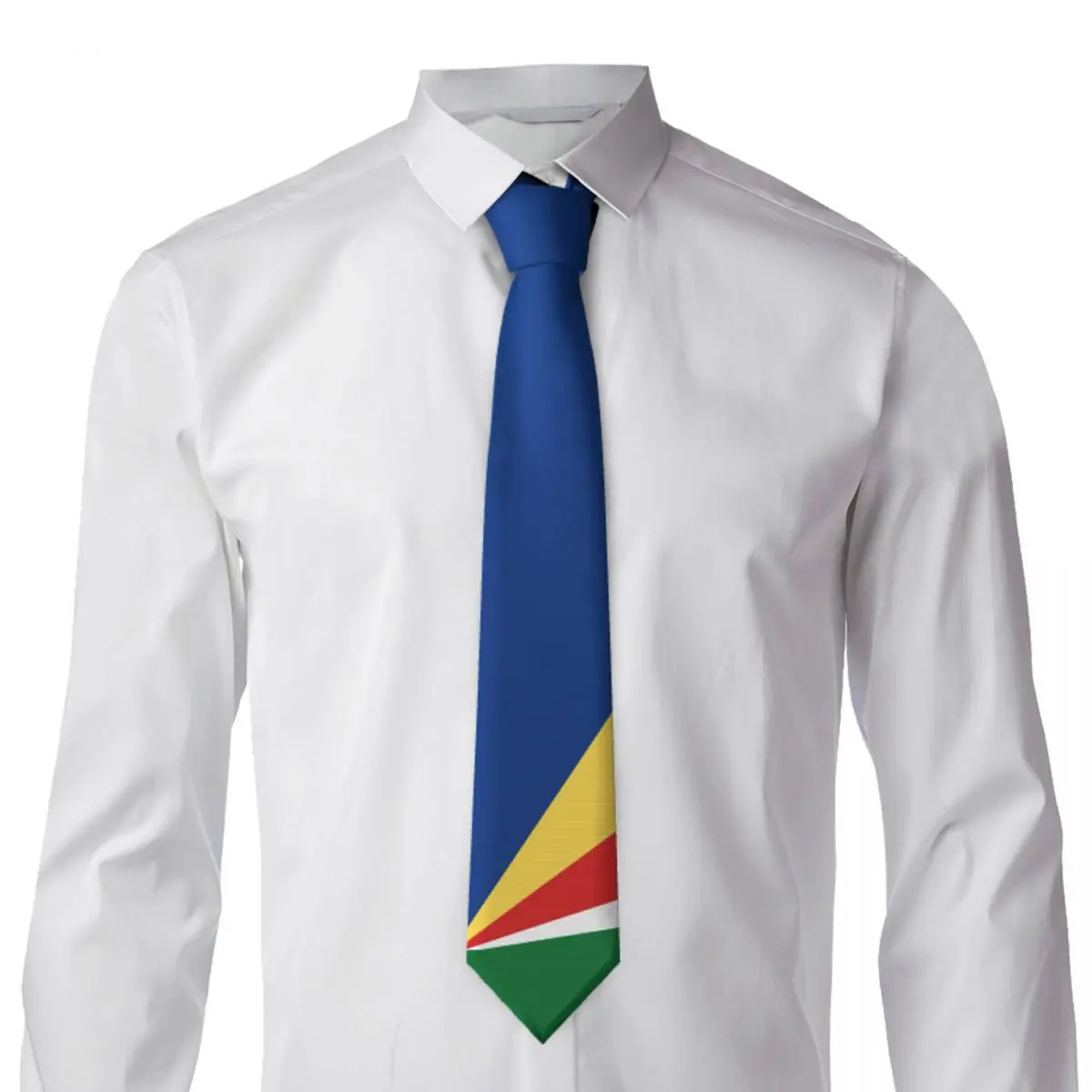 Seychelles Flag Emblem Tie Stripe Graphic Neck Ties Elegant Collar Tie Adult Daily Wear Party Necktie Accessories