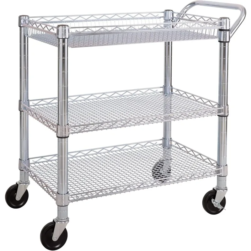 

Сверхпрочная коммерческая сверхмощная металлическая тележка на колесиках, ручка для ресторана, гаража, склада