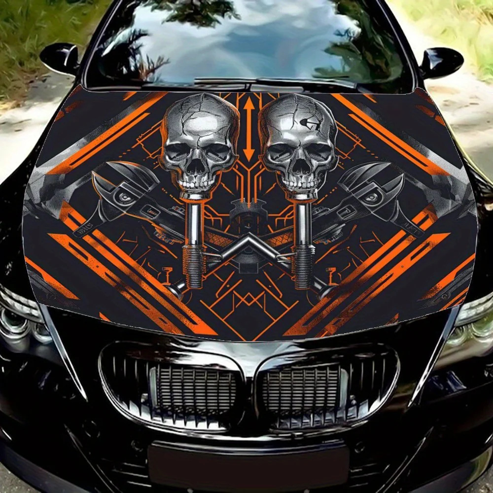 

Прекрасное сочетание гаечных ключей и графических автомобильных виниловых оберток с черепом, графических наклеек на капот автомобиля, виниловых промышленных центров c