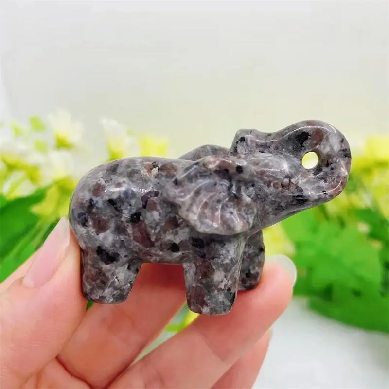 6.5cm Natural Yooperlite Elephant Crystal Carving Animal Healing Energy Stone Gemstone Collection Fengshui Home Decoration 1pcs